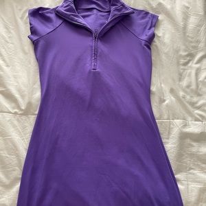 Oh Polly Electric High Neck Zip Front Mini Dress in Electric Purple